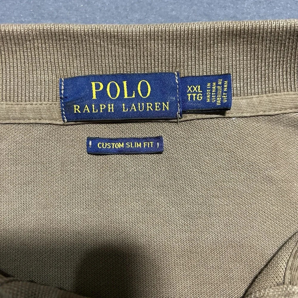 Ralph Lauren Polo Mens Brown‎ Long Sleeve Polo Shirt Size XL Custom Slim Fit